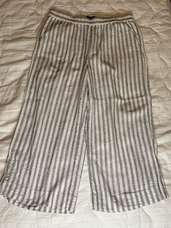 Banana Republic Pants - Banana Republic Striped Wide-Leg Linen Blend Pants - White & Black